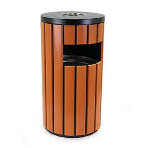 OUTDOOR WASTE BIN WOOD BLACK TOP