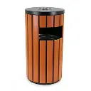 OUTDOOR WASTE BIN WOOD BLACK TOP