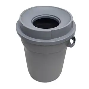 DURABLE ROUND TOP PLASTIC GARBAGE BIN 120L GREY