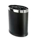 HOTEL ROOM PURE LEATHER OVAL TRASH BIN