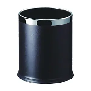 9L ROUND BLACK LEATHER DUSTBIN