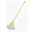 KENTUCKY MOP CUT END 350G WHITE BAND PROFESSIONAL + YELLOW CLIP WITH WOODEN HANDLE FULL SET