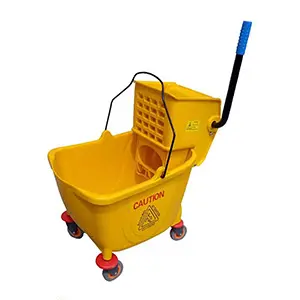 SINGLE MOP BUCKET TROLLEY 32LTRS WITH WRINGER ECOLINE (YELLOW)