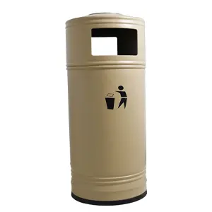 METAL GARBAGE DUSTBIN WITH ASHTRAY (380X940MM, APRICOT)