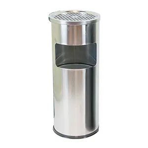 COLOUR STAINLESS STEEL ASHTRAY BIN D25XH61CMS (SILVER)