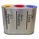 STAINLESS STEEL 304 RECYCLING INDOOR SECTION BIN COLOR CODED TOP (3 SECTION)