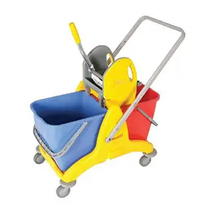 DOUBLE MOP BUCKET TROLLEY WITH DOWN PRESS WRINGER 2X25L