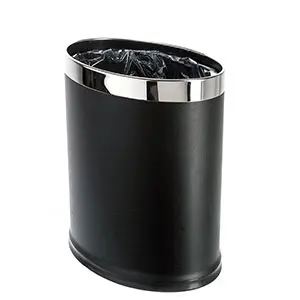 [J000775] HOTEL ROOM PURE LEATHER OVAL TRASH BIN