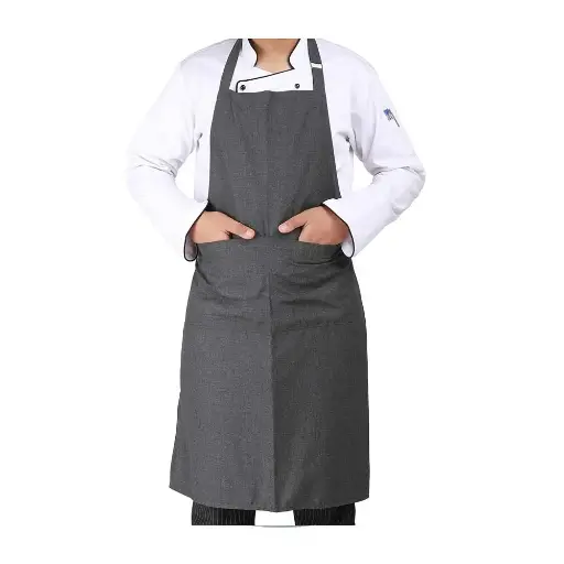 [D000203] HEAVY DUTY CHEF KITCHEN ADJUSTABLE APRON WITH POCKETS WATERPROOF UNISEX
