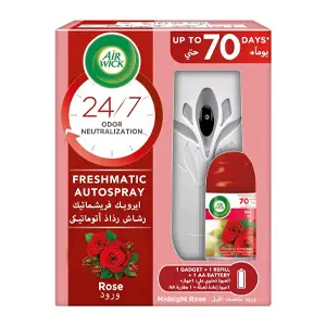 [C000722AB] Air wick Freshener Freshmatic Auto Spray Rose Gadget and 1 Refill, Eliminates Bad Odour like Cat Litter Smell, 250 ml - ASIN B07SZPYFJ3