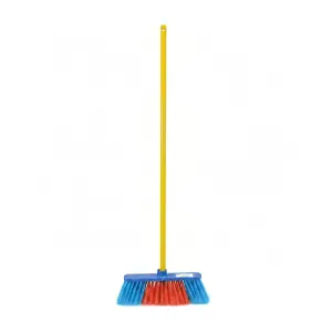 [J002350] SOFT BROOM ECONOMY WITH GREEN WOODEN HANDLE ECOLINE FULL SET
