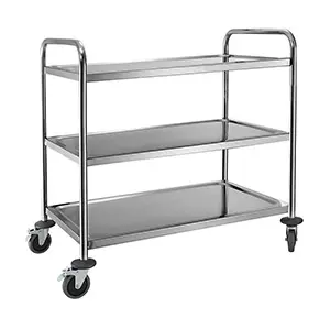 [J000830] MULTI-FUNCTION STAINLESS STEEL HOUSE KEEPING CART 3 SHELF (95X50X95CMS)
