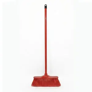 [J001992] SOFT BROOM HEAD & HANDLE FULL SET (WOODEN HANDLE, RED, ECOLINE)