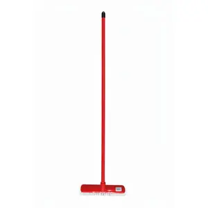 [J002025] CARPET / WET FLOOR BROOM WITH HANDLE FULL SET (WOODEN HANDLE, RED, ITALY)