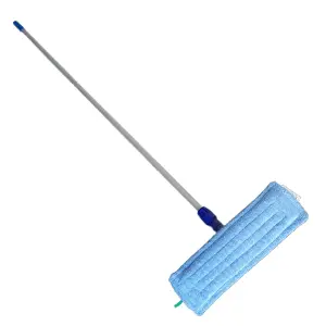 [J002148] MICROFIBER FLAT MOP POCKET TYPE FOAM PADDED 40CM SLEEVE, FRAME & HANDLE FULL SET (BLUE)